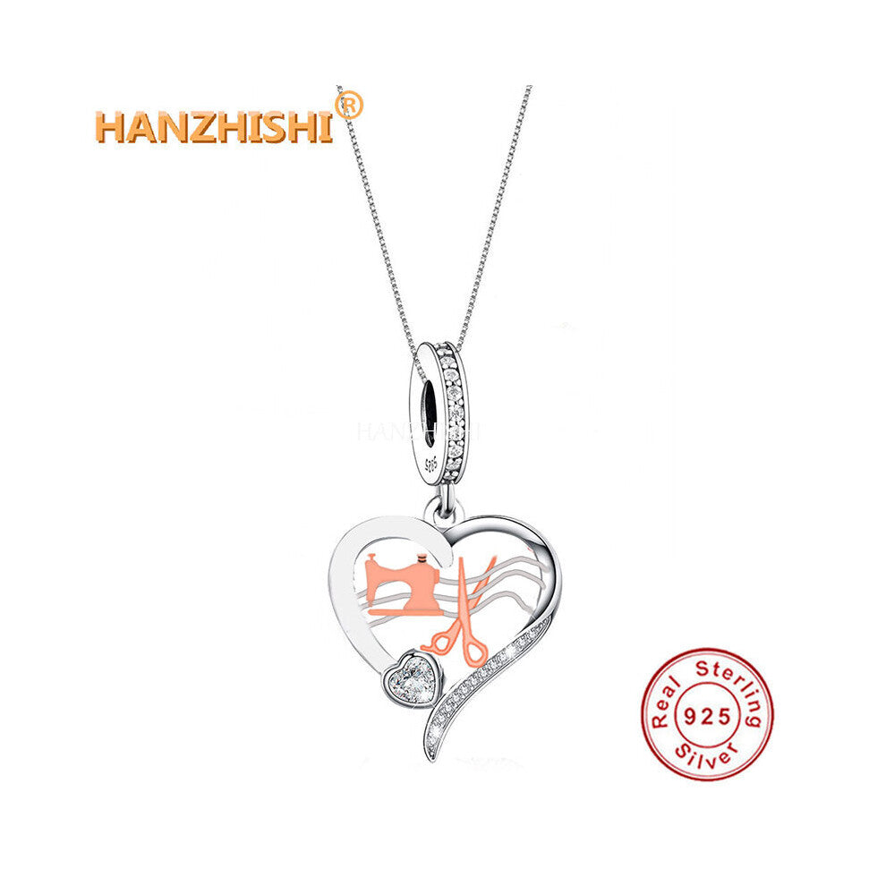 Heart Necklace 925 Sterling Silver Music Note Shoes Toothpaste Toothbrush Pendant Necklace Fine Jewellery Gift for Sister Girl