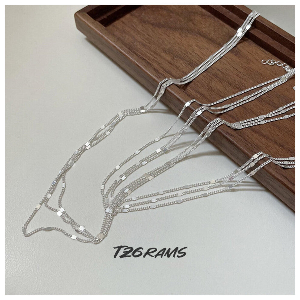 Sterling Silver Three Layers Gorgeous Lace Sweater Chain Necklace For Women Formal Jewelry