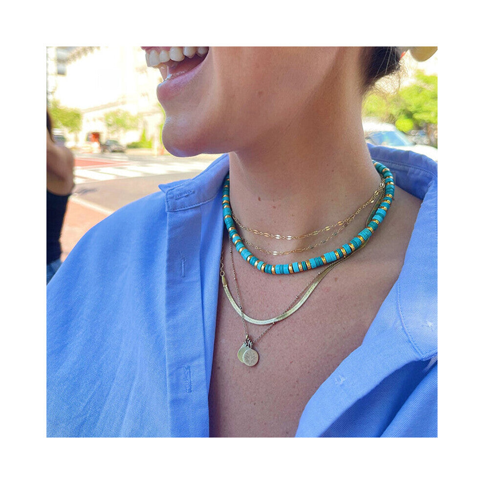 Natural Turquoise Women Chokers Necklace Women Jewelry Femme Homme Bijoux