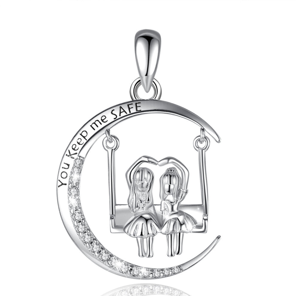 Eudora 100% 925 sterling silver two sisters swinging pendant necklace jewelry suitable for girlfriends CYD759