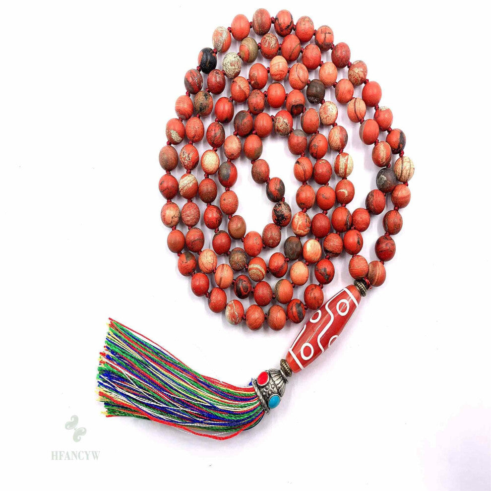 8mm Rhodochrosite Agate Pendantdzi 108 Beads Tassel Knotted Necklace Chakra Colorful Bless Wristband Bracelet Healing Classic