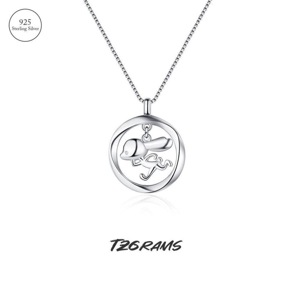 S925 Sterling Silver Necklace For Her Running Rabbit Clavicle Chain Glossy Accessories
