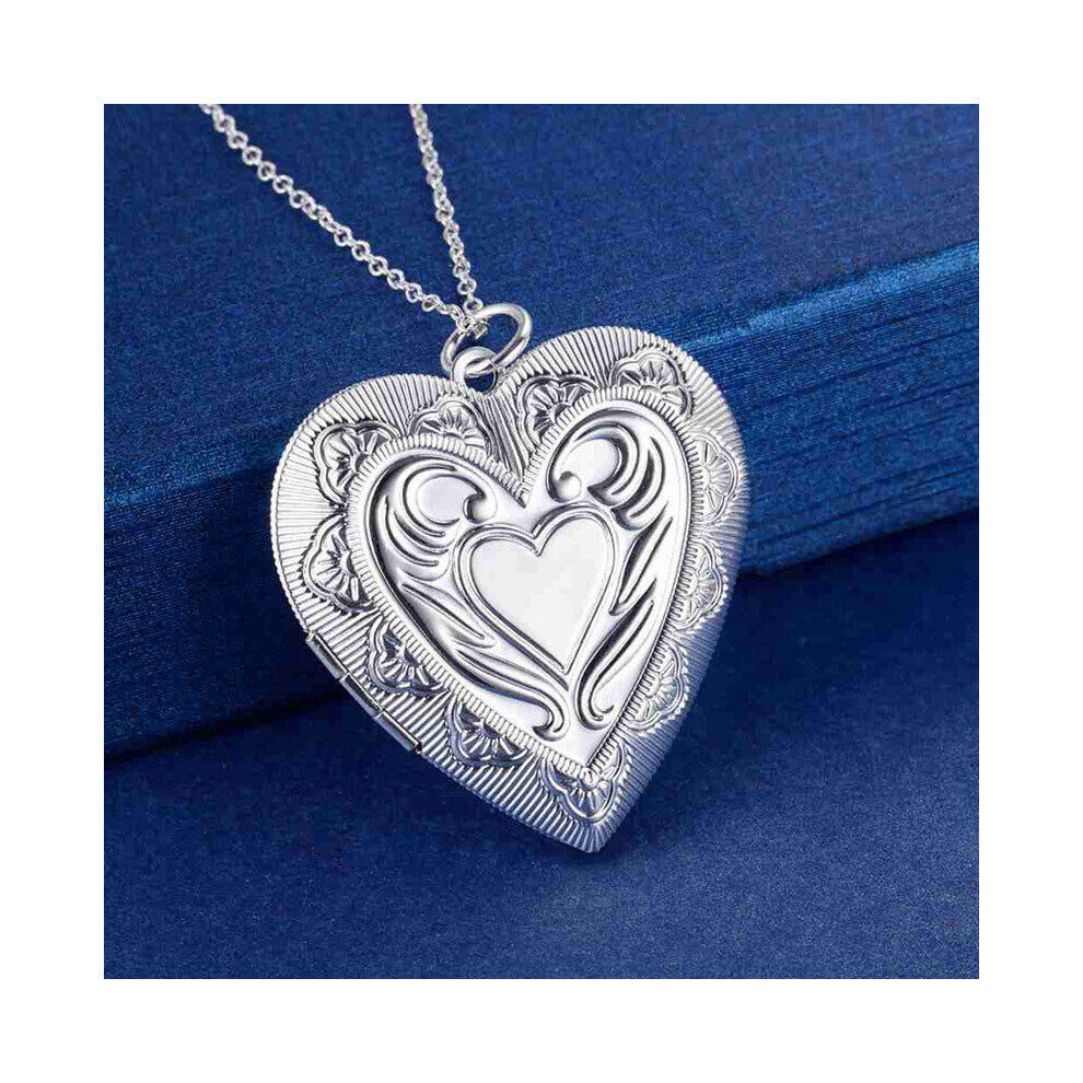 925 sterling Silver Heart photo frame Pendant Necklaces For Women Party Wedding Accessories Jewelry holiday