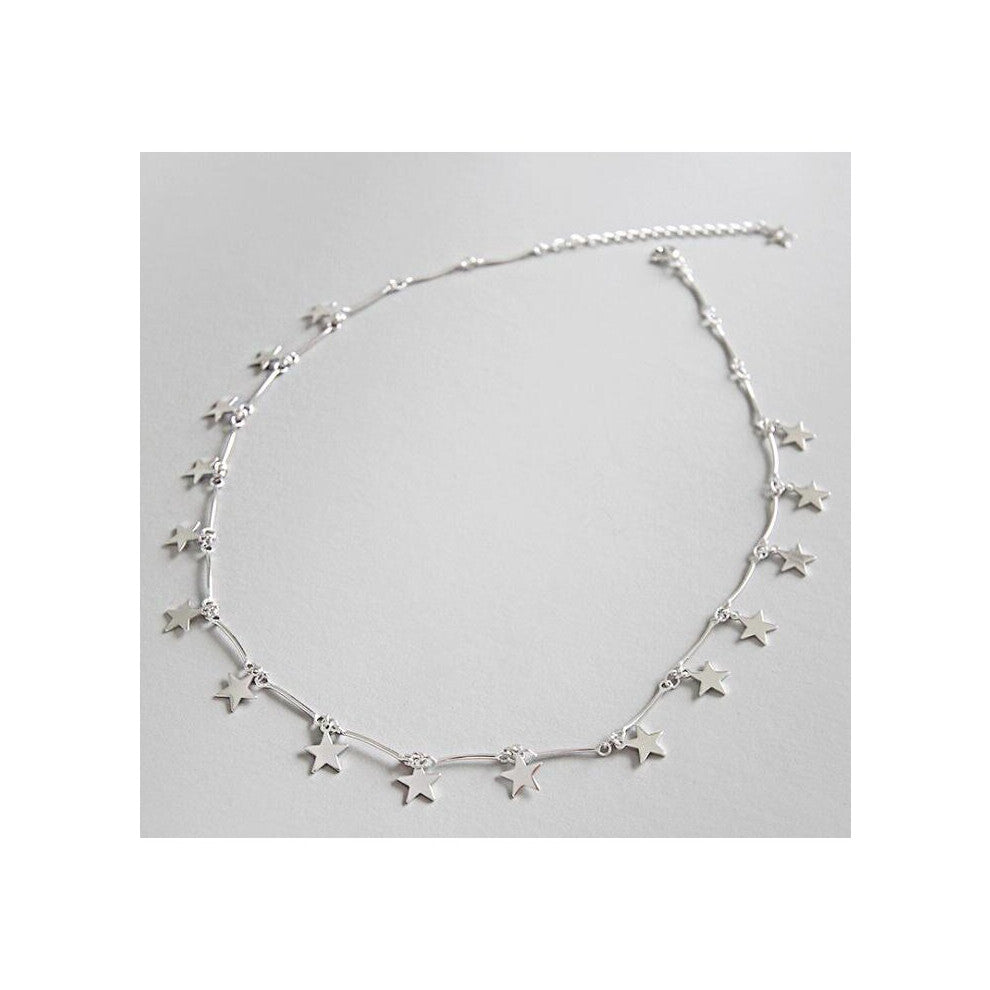 925 Sterling Silver Chain Necklaces Stars Pendants&Necklaces Concise Clavicle Short Chain Jewelry for Women Girl Gift