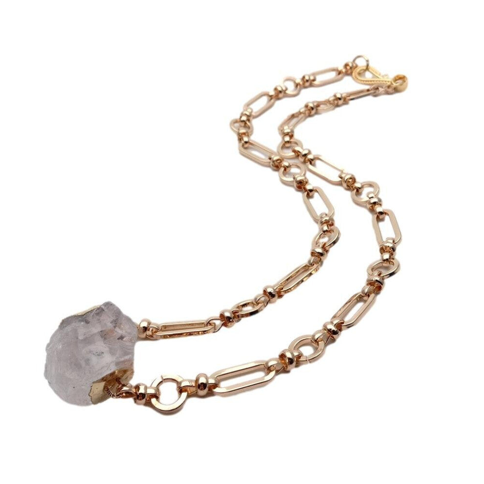 Natural Stone Plated Chain 18x21mm rough Raw Pendant Chokers Necklace Women Layered Jewelry