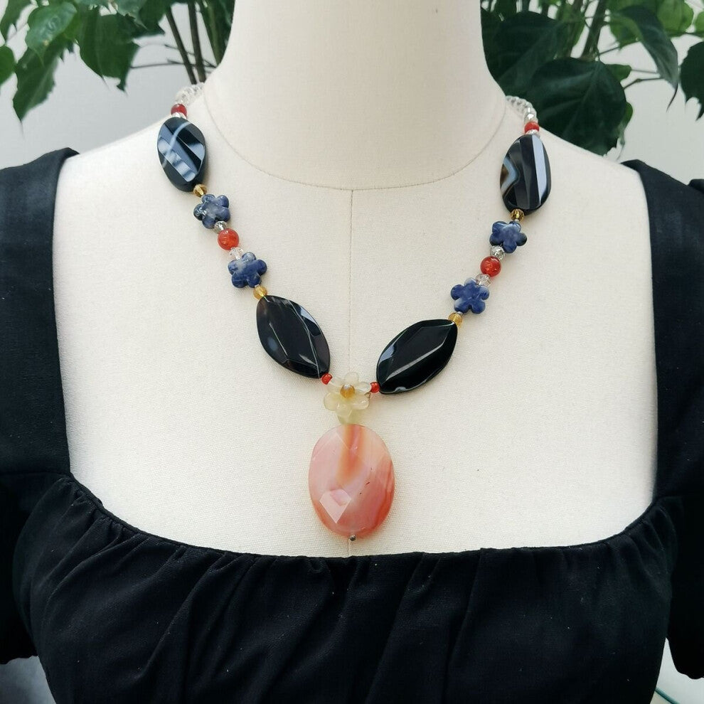 Real Stone Mutil Necklace Agate Sodalite Crystal Women Necklace Jewelry Gift