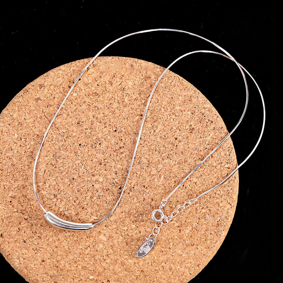 Ins Minimalist Glossy Silver Pendants Necklaces for Women Snake Chains Necklaces Real 925 Silver Jewelry +Chain