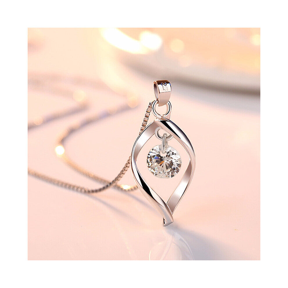 GIC1 925 silver crystal ladies`pendant necklaces female short box chain jewelry drop