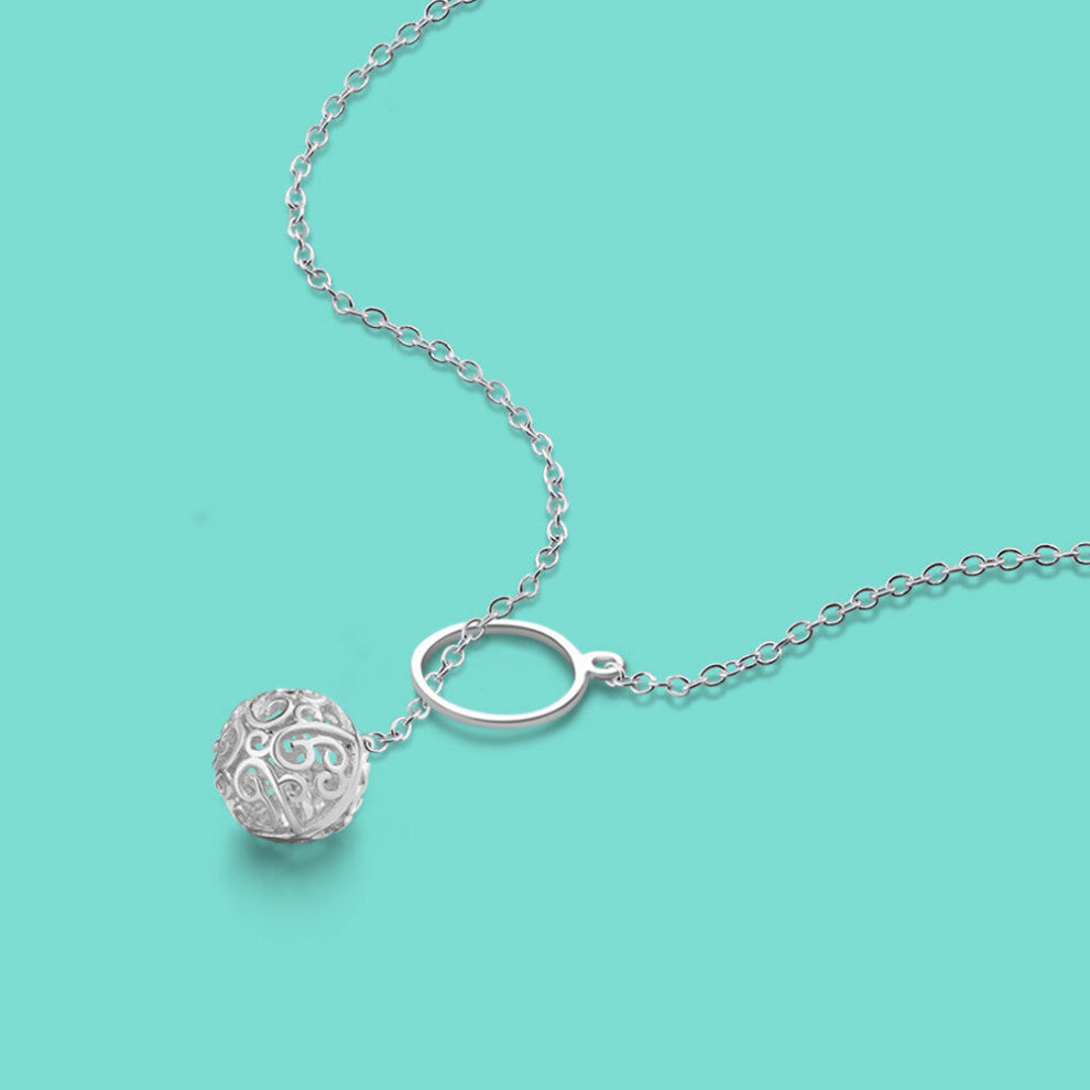 Creative Women's 100% 925 Silver Necklace Hollow Ball Pendant Chokers Necklaces Student Party Accessories Fine Jewelry