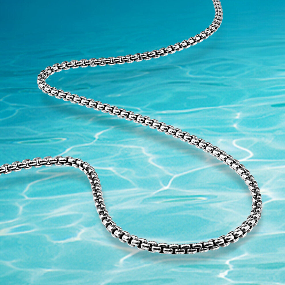 925 Sterling Silver Box Necklace for Men,Retro Thai Silver Necklaces,Fine Chain,Men Necklace;Pendants With Chain 2.5MM