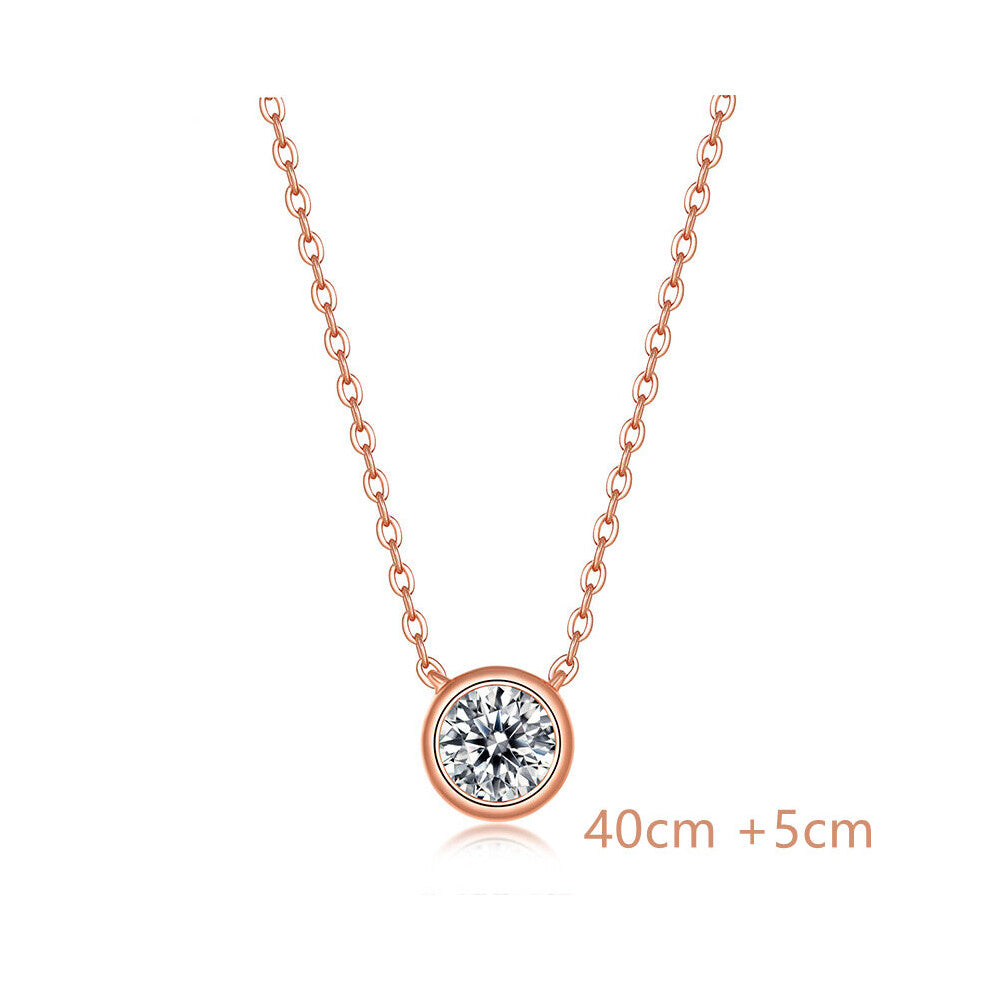Real Moissanite Diamond Bubble Rose Plated Sterling 925 Silver Necklace Bracelet Earrings For Women Set