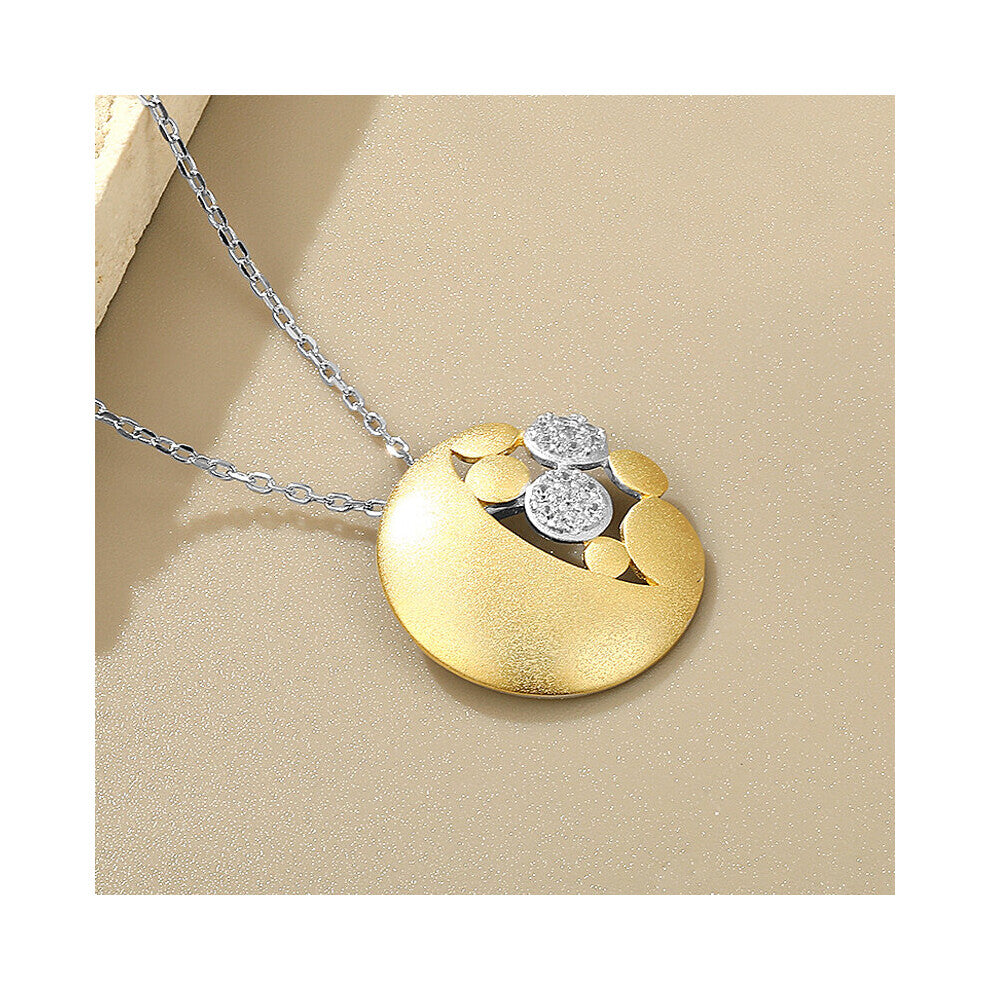 LAYA Pure 925 Sterling Silver Shining Bubble Zircon Satin Necklace Round Creative Jewelry