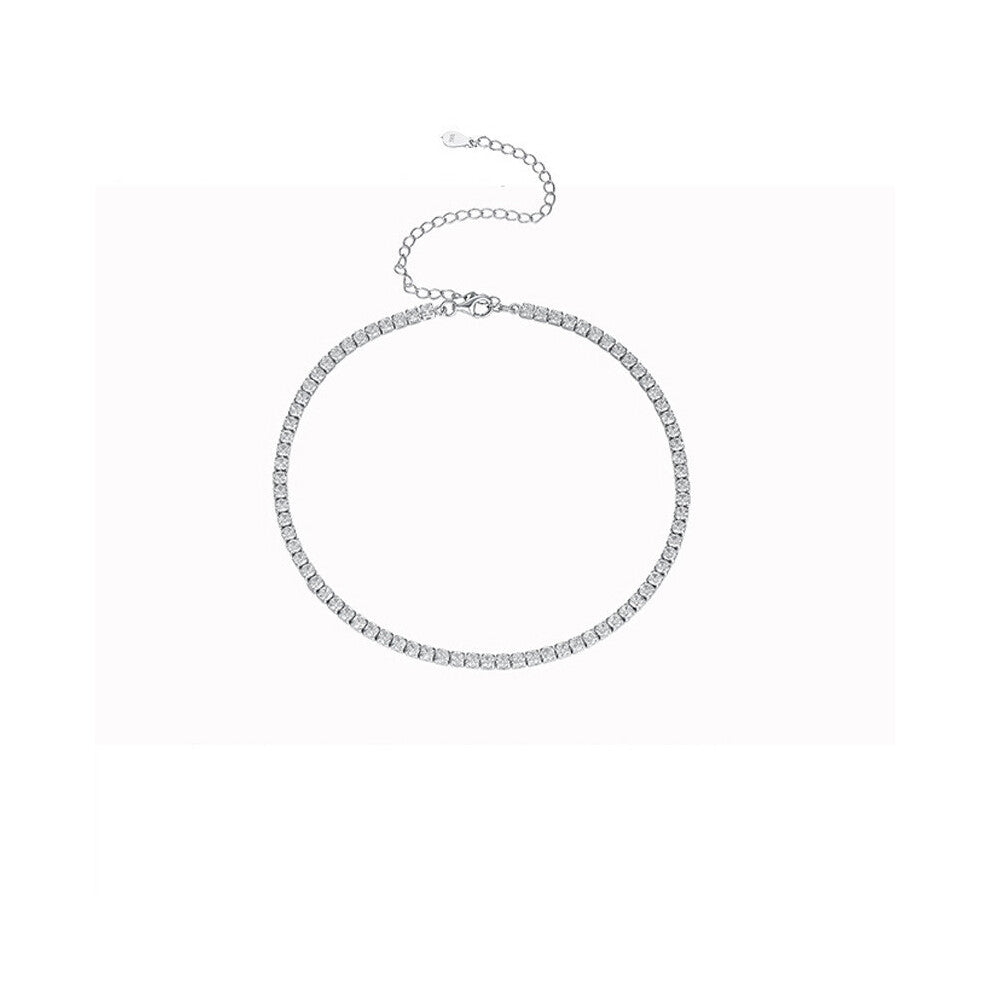 925 Sterling Silver High Carbon Diamond Created Chokers Chains Tennis Necklace For Women Sparkling Party Fine Jewelry