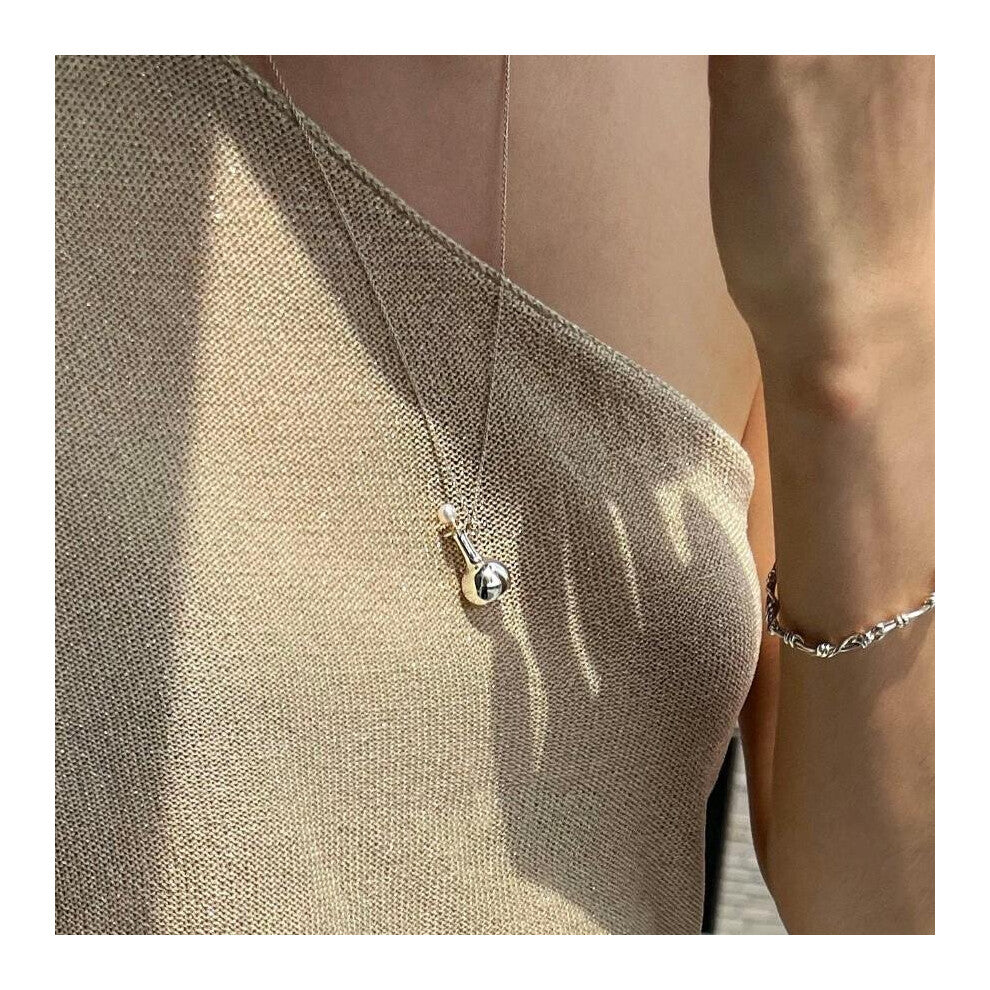 18k Plating 925 Sterling silver Freshwater Pearl & Flower vase Pendant necklace Jewelry C-B1097