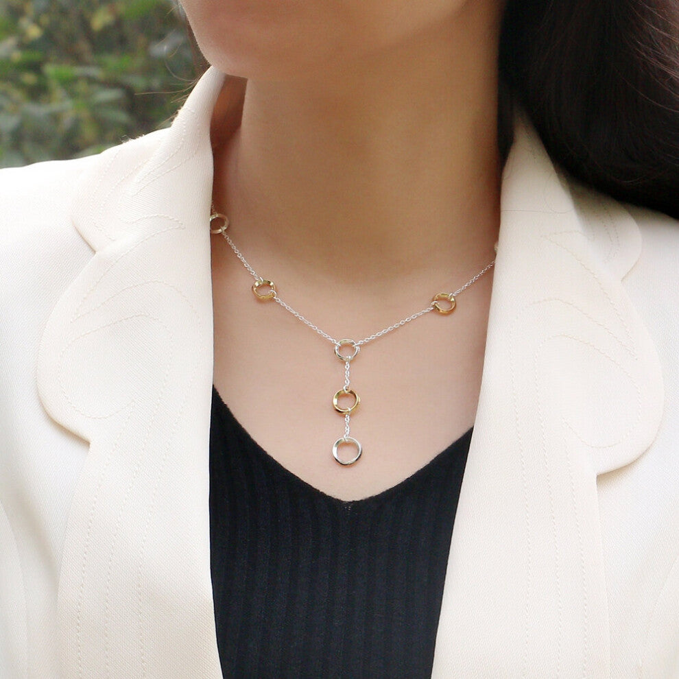 Multilayer Necklaces For Women 100% 925 Sterling Silver Tassel Geometry Circular Chokers Fine Jewelry