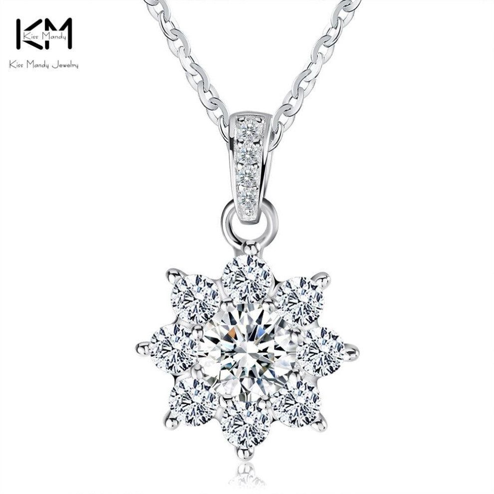 Crystal Snowflake Pendants&Necklaces 925 Sterling Silver Necklace Gift for Women SN44