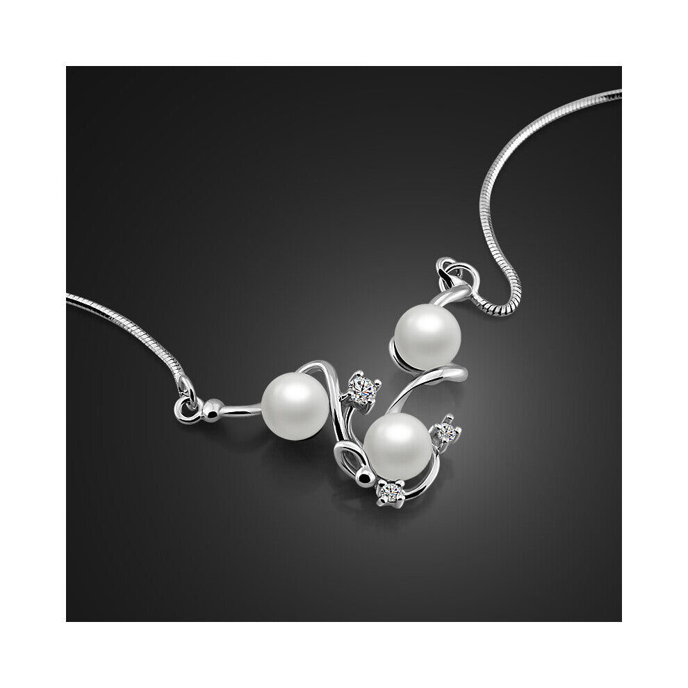 Woman Pearl pendant necklace100% 925 sterling Silver Choker Charm Wedding Jewelry