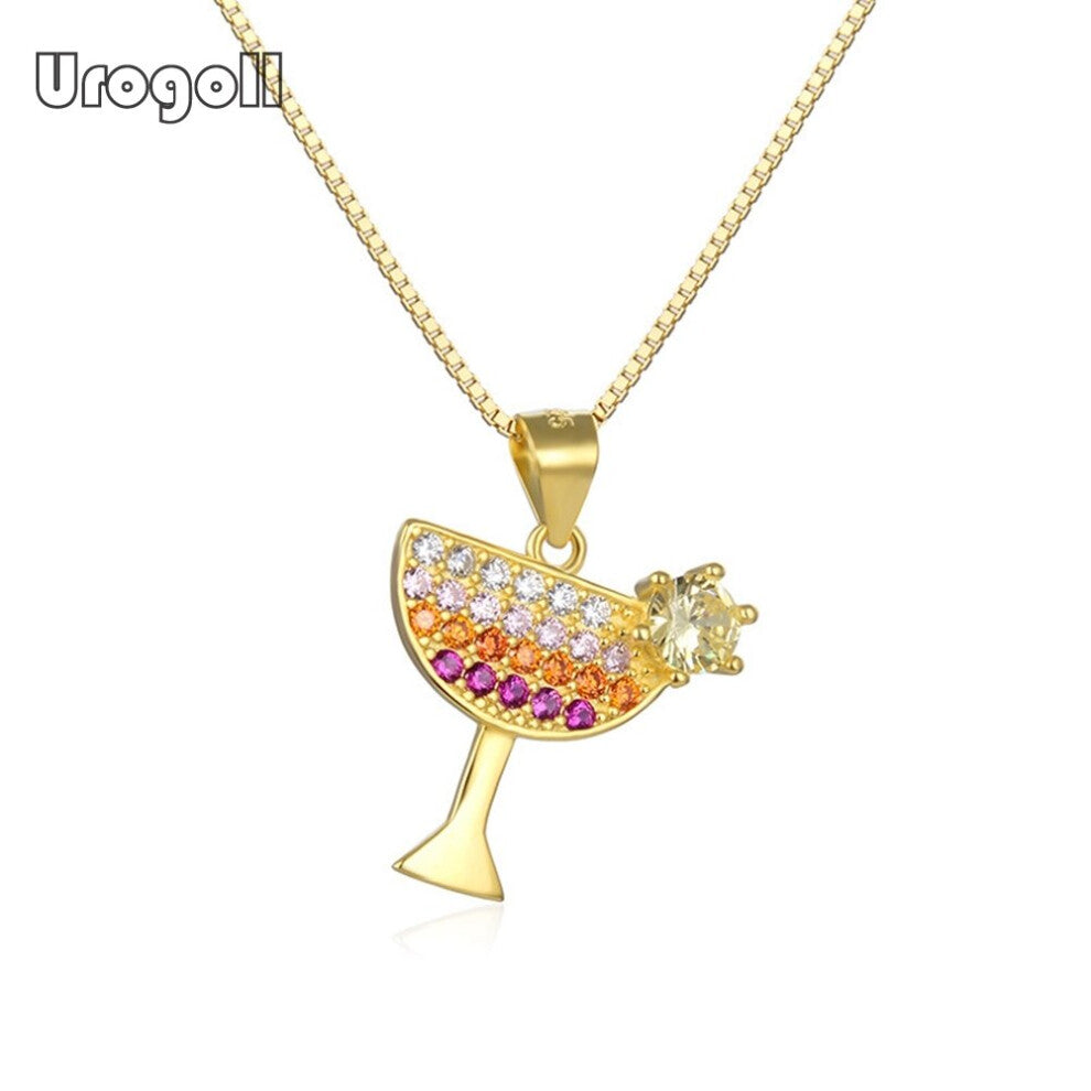 Fine Jewelry Pure 925 Sterling Silver Wineglass Necklaces For Women Engagement Anniversary Party Silver 925 Jewelry