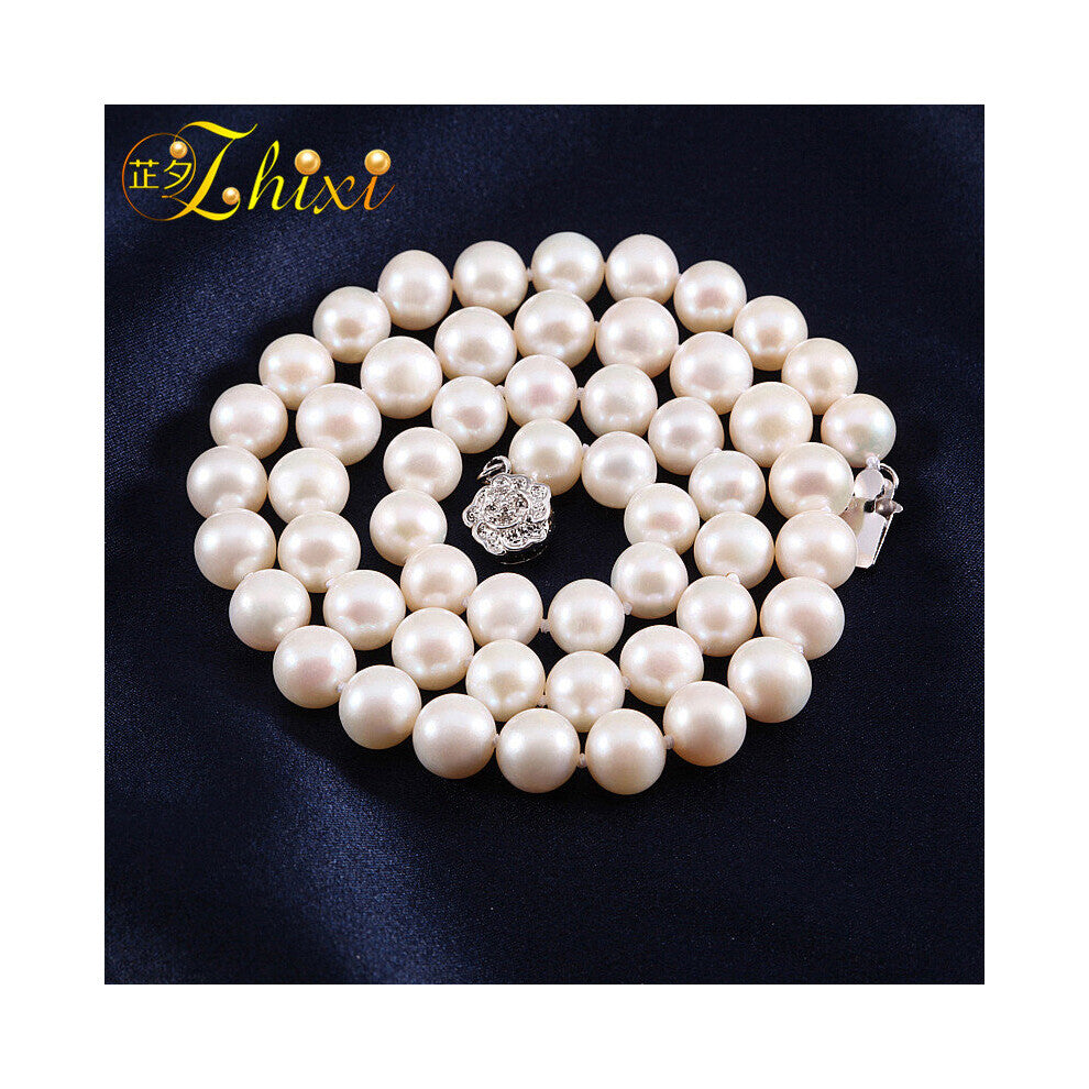 Freshwater Pearl Necklace Pearl jewelry Fine Natural Stone Chokers for Woman 8-9 Near Round Wendding Party XX001