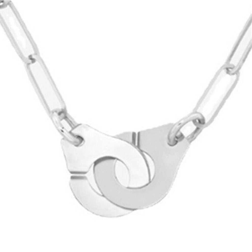 Dinh Van S925 Sterling Silver Handcuffs Pendant and Necklace Women Silver Chain Handcuffs Necklace Menottes