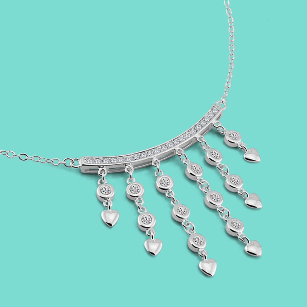Noble Women's 100% 925 Silver Necklace Tassel Water Drop Necklace Party Jewelry Chokers Necklaces Accessories Gift