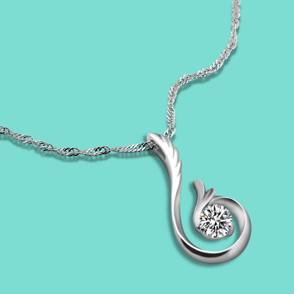 ???????? Women's 925 Silver Necklace Charm Jewelry Phoenix Tear Cubic Zircon Pendant Chokers Necklaces Wave Chain 41-46CM