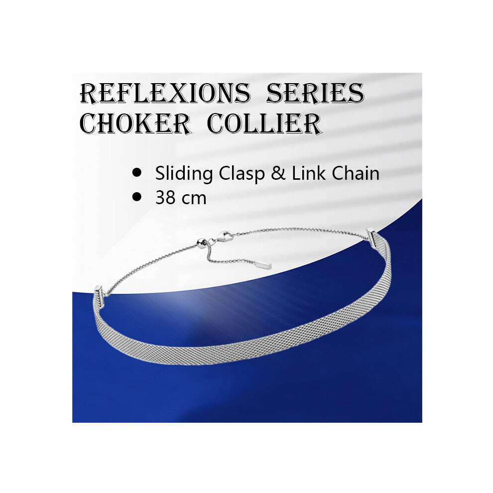 Reflexions Flat Mesh Torques For Women Fine Jewelry 925 Sterling Silver Sliding Clasp Link Chains Chokers Necklaces Collier