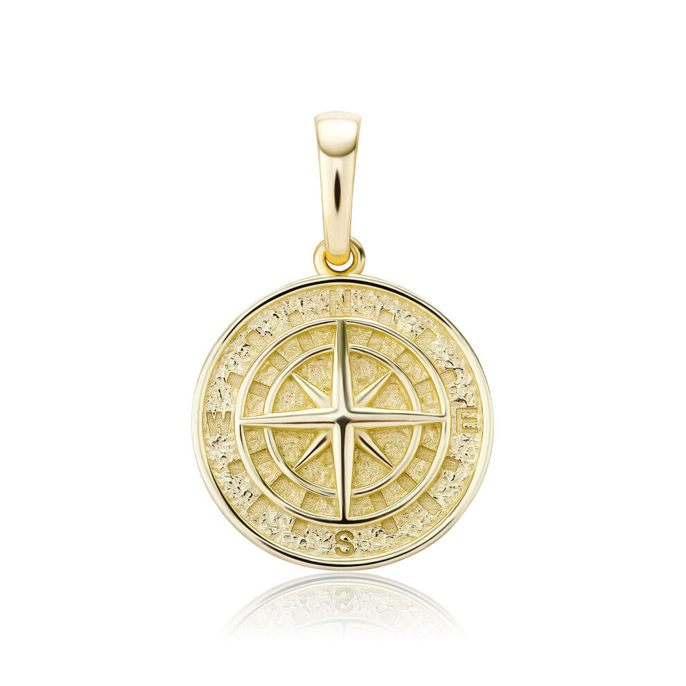 (Gold White-16inch 40cm) 925 Sterling Silver Compass Pendant Bling Iced Out Cubic Zircon PendantNecklace Charm For Gift