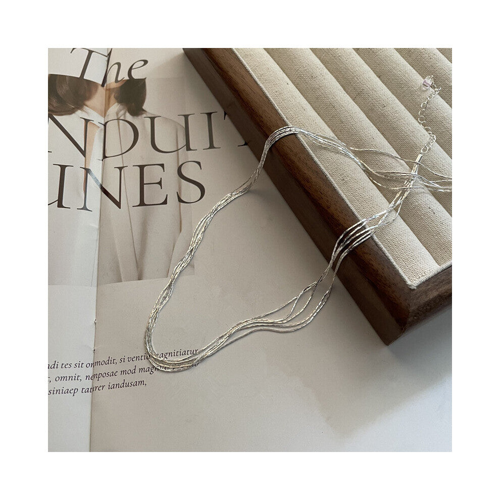 Real 925 Sterling Silver Layer Chokers Necklace for Women Bamboo Knot Thin Snake Bone Necklace Jewelry