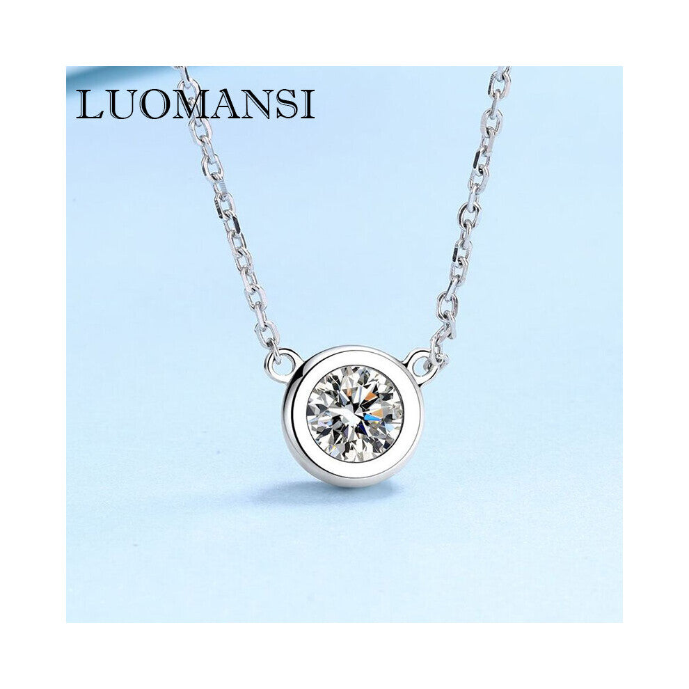 Luomansi 1CT 6.5MM Round Bubble Moissanite Necklace with Certificate S925 Sterling Silver Woman Jewelry Party Birthday Gift