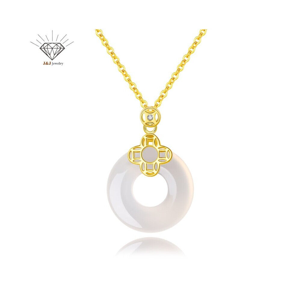 Promotion Ladies Natural Chalcedony Circular Ring S925 Sterling Silver Necklaces Necklaces Silver Chokers Jade Jewelry