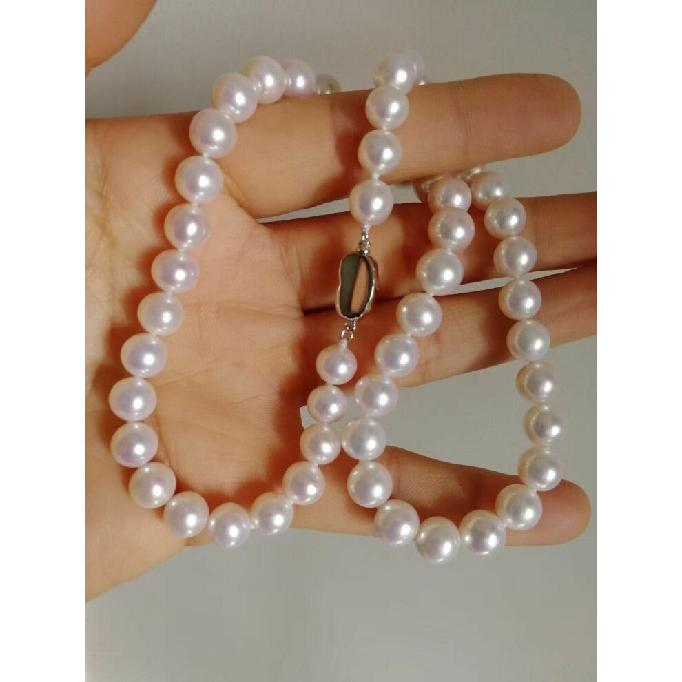 Classic 9-10mm South Sea Round Pearl Necklace18inch 925s