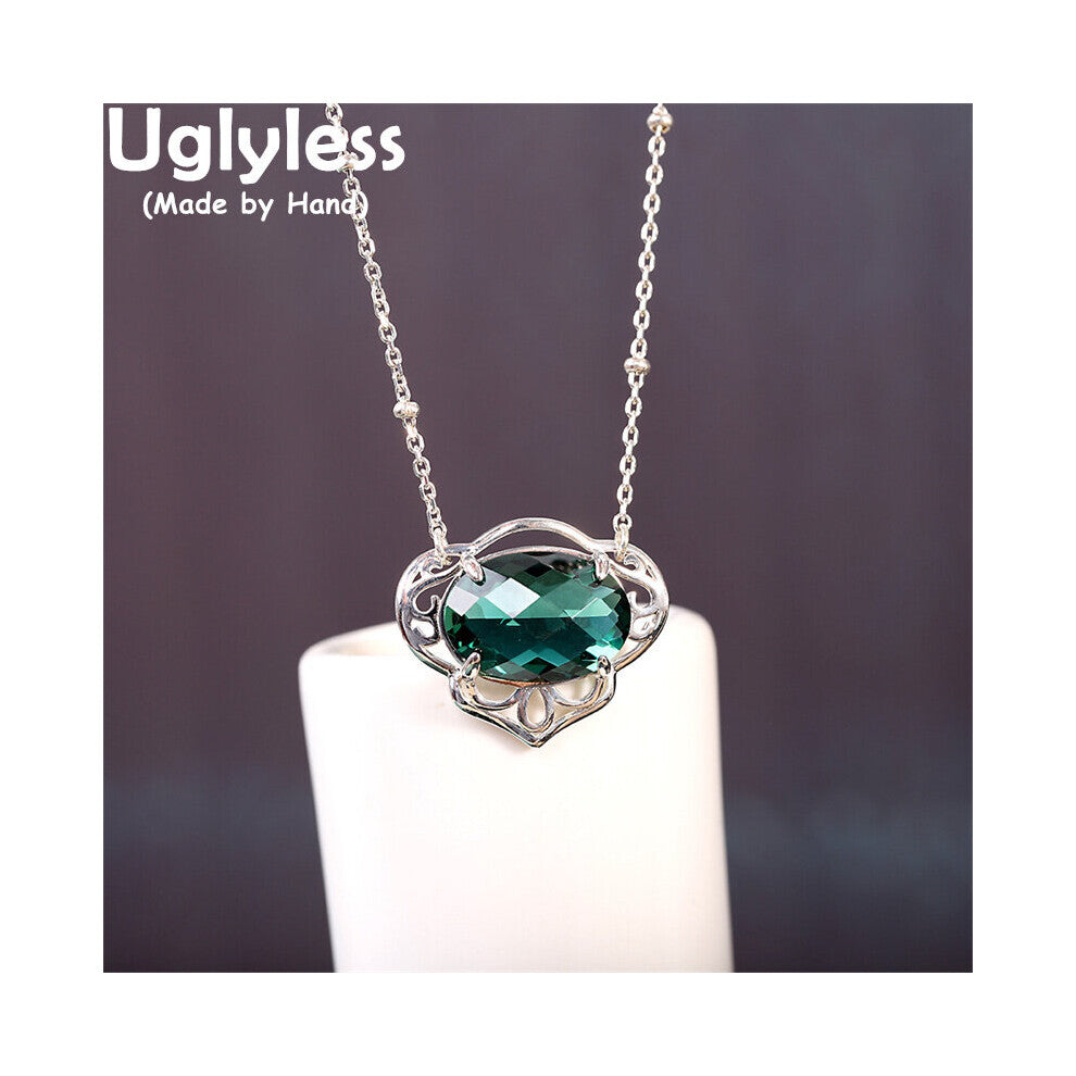 Exotic Heart Chokers Necklaces for Women Faceted Crystals Pendants Necklaces 925 Sterling Silver Vintage Jewelry +Chain