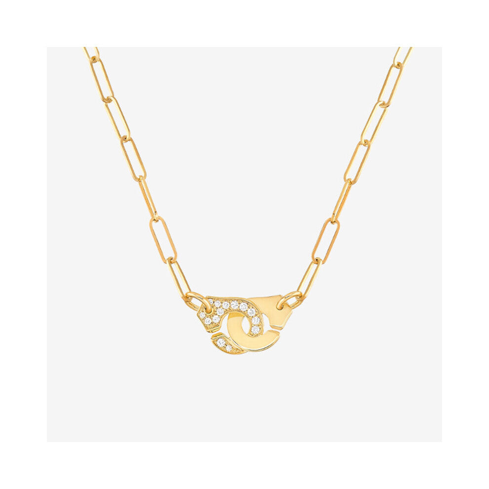 100% 925 Sterling Silver Zircon Handcuff Pendant Necklace For Women Punk Rock Crystal Lock Dangle Dinh van Choker Necklace