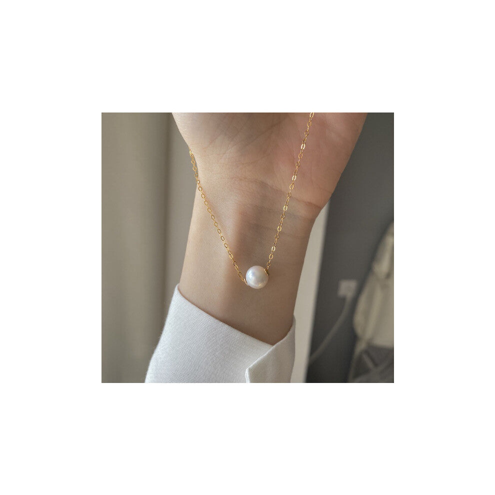 Favorite Pearl Necklace?A single bright natural freshwater pearl,14K injection can adjust the collarbone?simple Jewelry