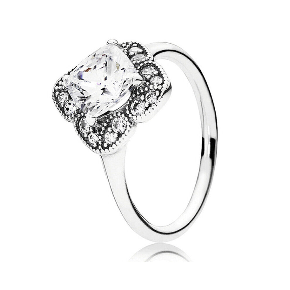 925 Sterling Silver Ring Love Knot Feature Floral Fancy Beauty Pearl Eternity Entwined Ring For Women Gift