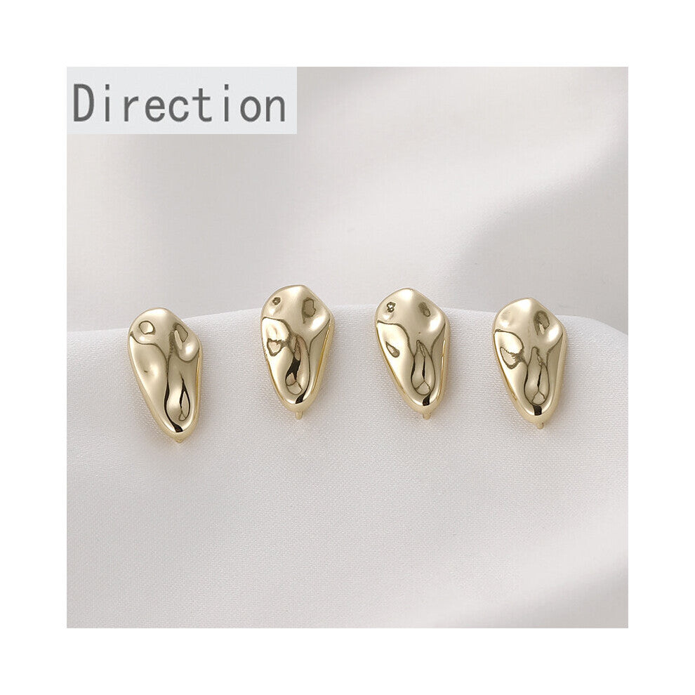 14K Irregular Melon Seeds Drop-shaped Bump Earrings Silver Needles With Rings Diy Ear Jewelry Materials Accessories