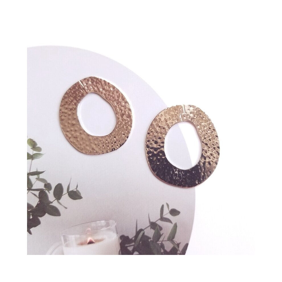 18K True Earrings Accessories Wind Copper Chip Embossing Technology Splicing Elliptical Diy Earrings Pendant 6 Pieces