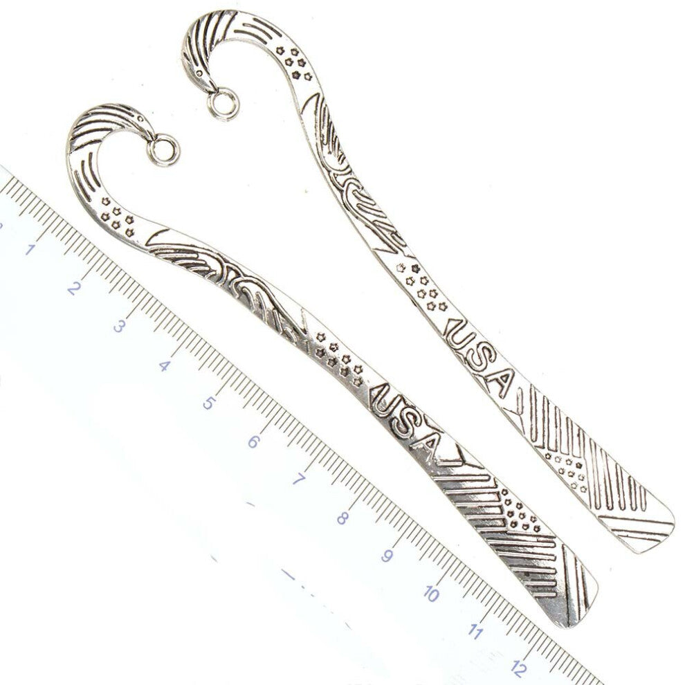 5pcs Book Marks DIY Metal Jewelry Making Long Flag Curve Page Markers Silver Handicrafts Bookmark Accessories Supplies