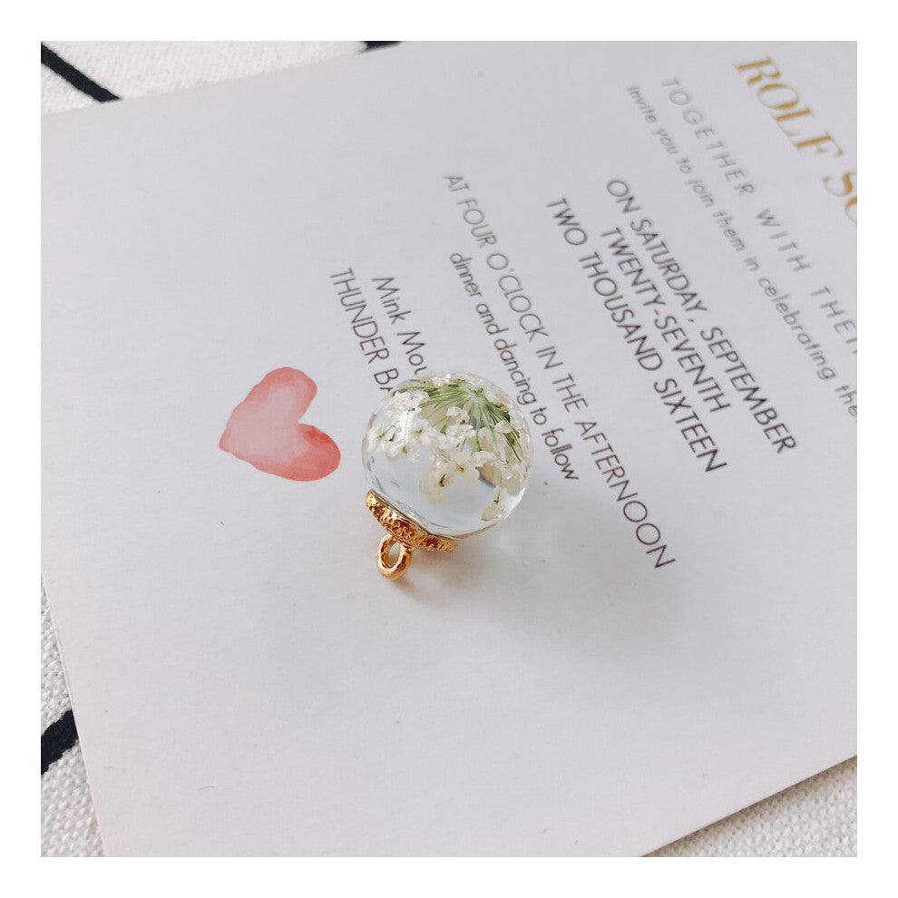 4 pieces - transparent glass beads embedded immortal flower pendant jewelry earrings pendant accessories