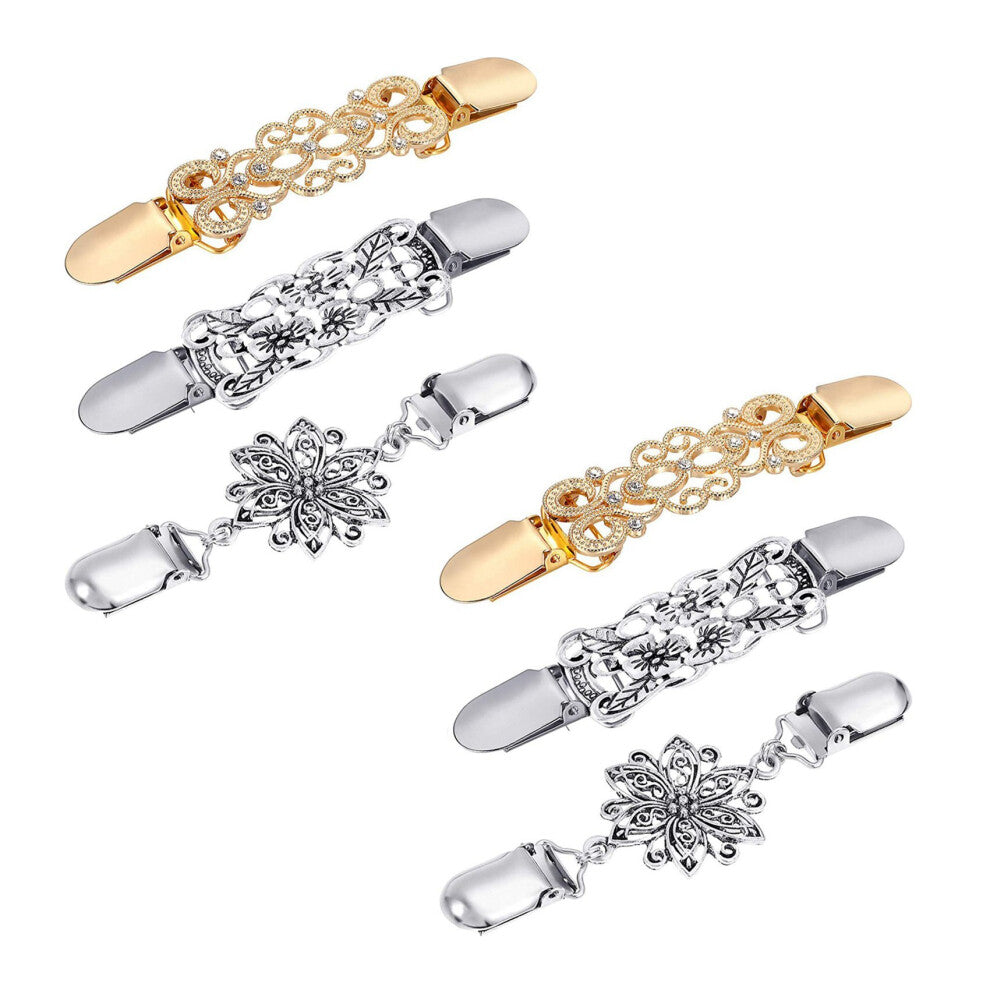 6 Pieces Sweater Shawl Clips Dresses Cardigan Collar Brooch Clip Vintage Shirts Clips for Women Girls