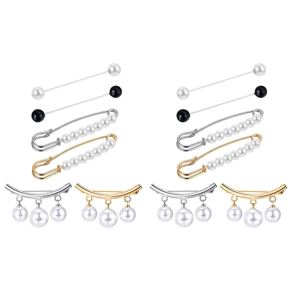 12 Pieces Sweater Shawl Clips Faux Pearl Dresses Cardigan Collar Brooch Clip Vintage Shirts Clips for Women Girls Decor