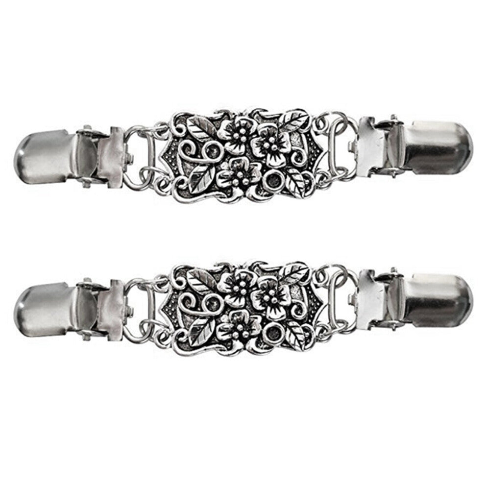 2X Retro Cardigan Clip Sweater Clip Women Filigree Cinch for Back of Dresses Shawl Clip