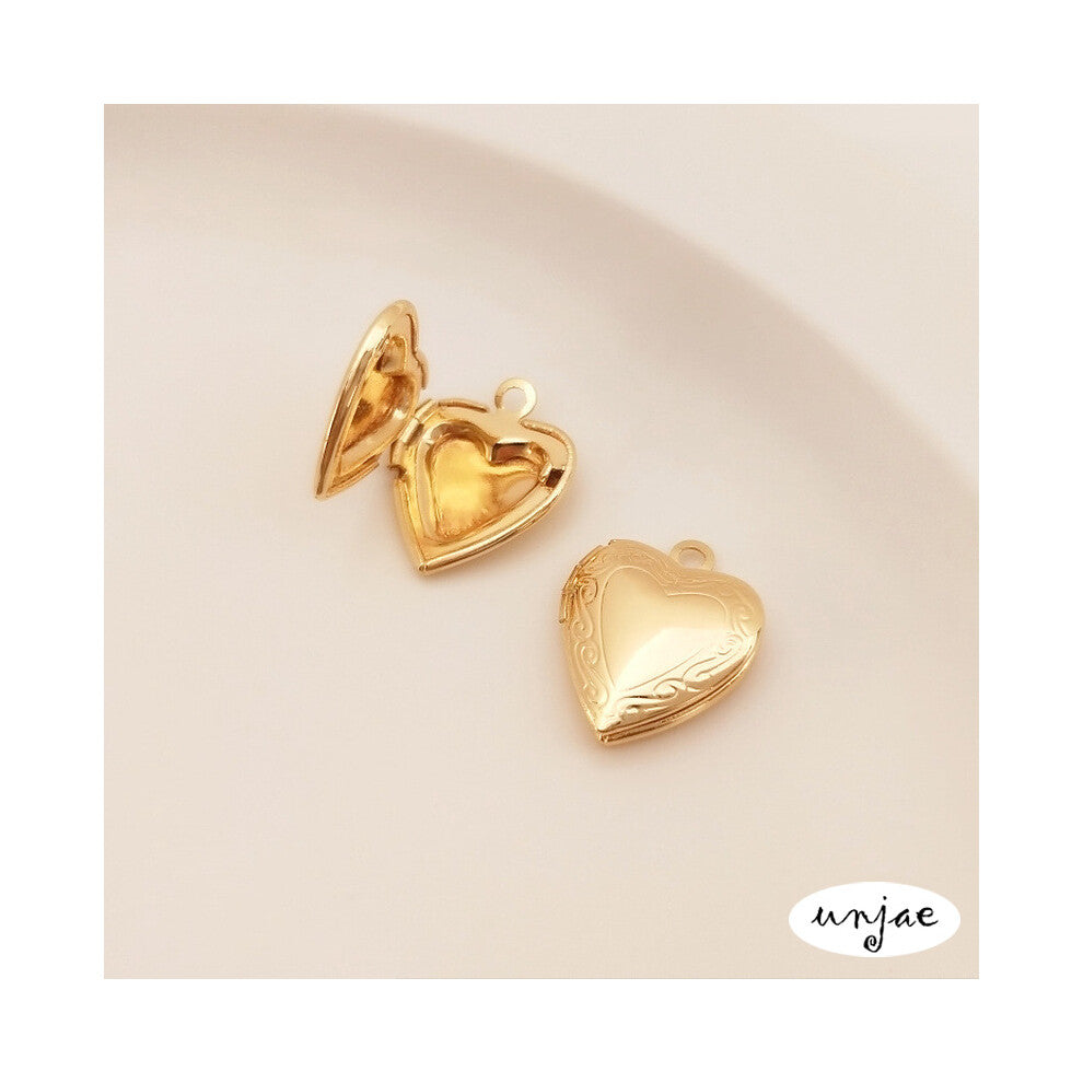 14K bag zircon inlaid round photo box peach heart love photo frame pendant DIY Necklace accessories