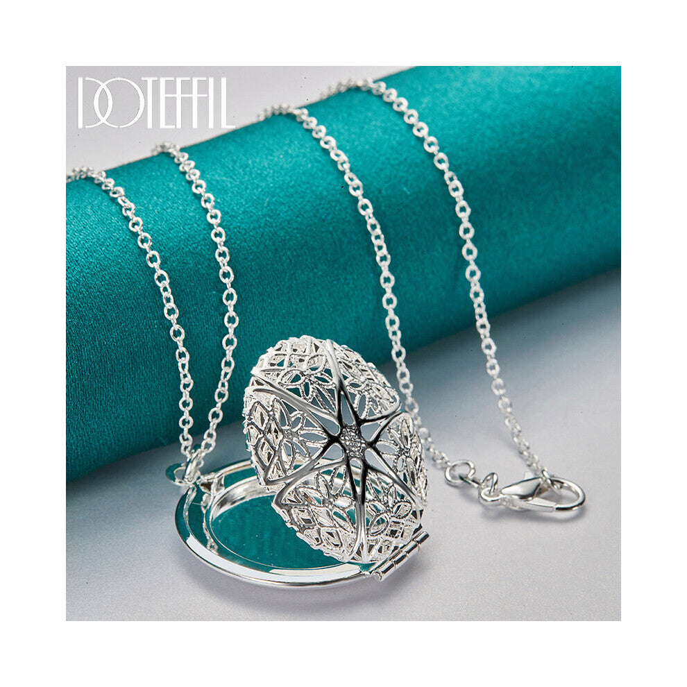 925 Sterling Silver Photo Frame Pendant Necklace 16-30 Inch Chain For Women Man Wedding Party Charm Jewelry