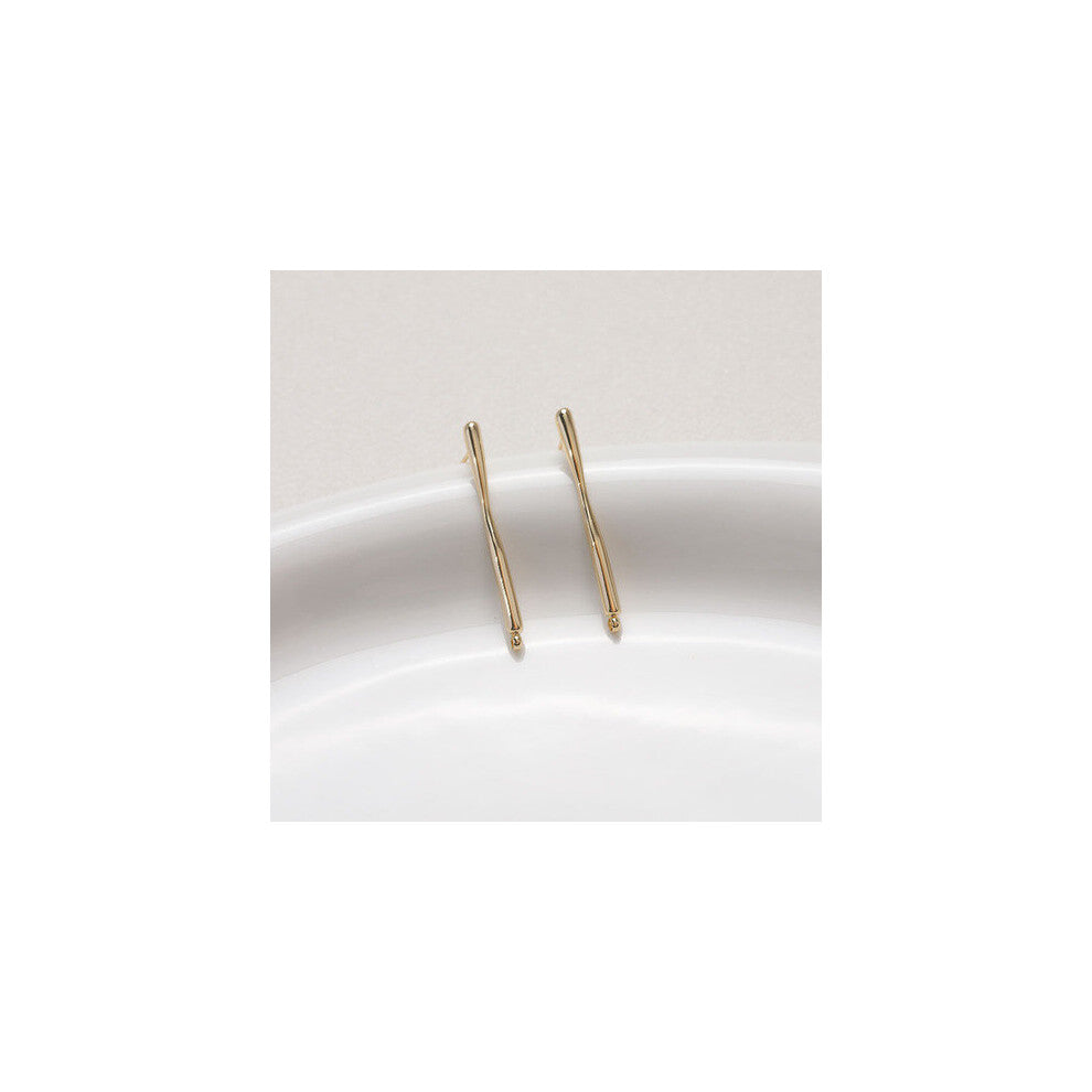 14K Electroplating Real Retention Strip Line Glossy Earrings Earrings Diy Hand-made Pearl Material Accessories