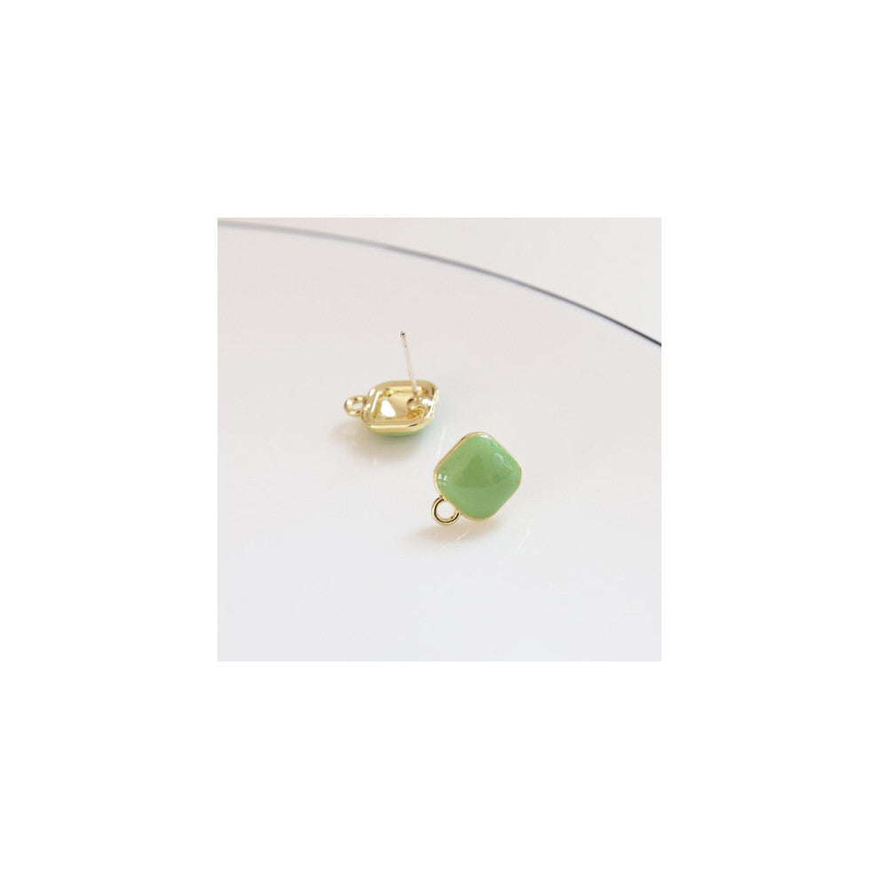 Candy-colored love mini round square with hanging s925 silver stud diy hand accessory earring accessories material