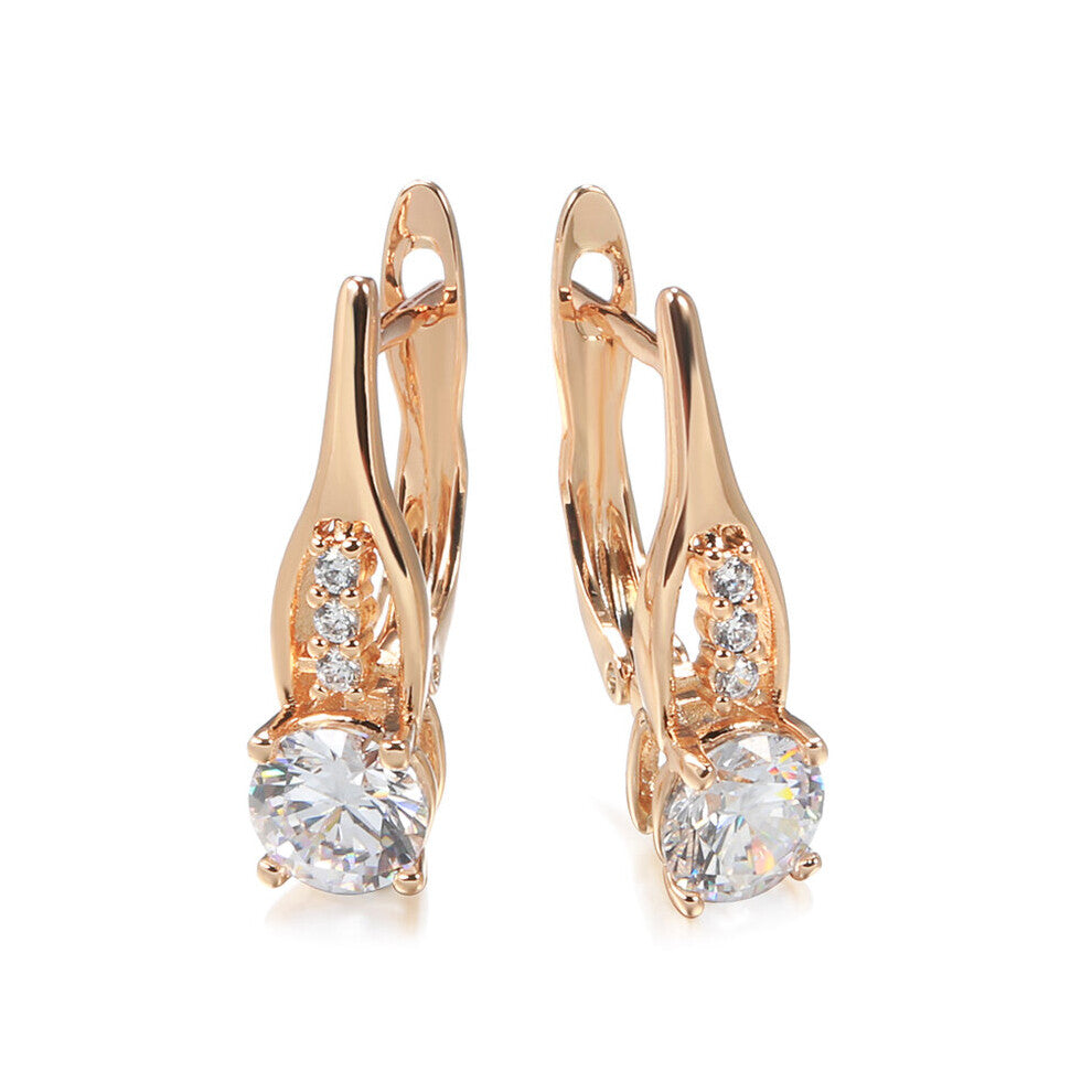 Arrow Clip Earrings 585 Women Zircon Earrings Wedding Piercing Hoops Party Fine Jewelry