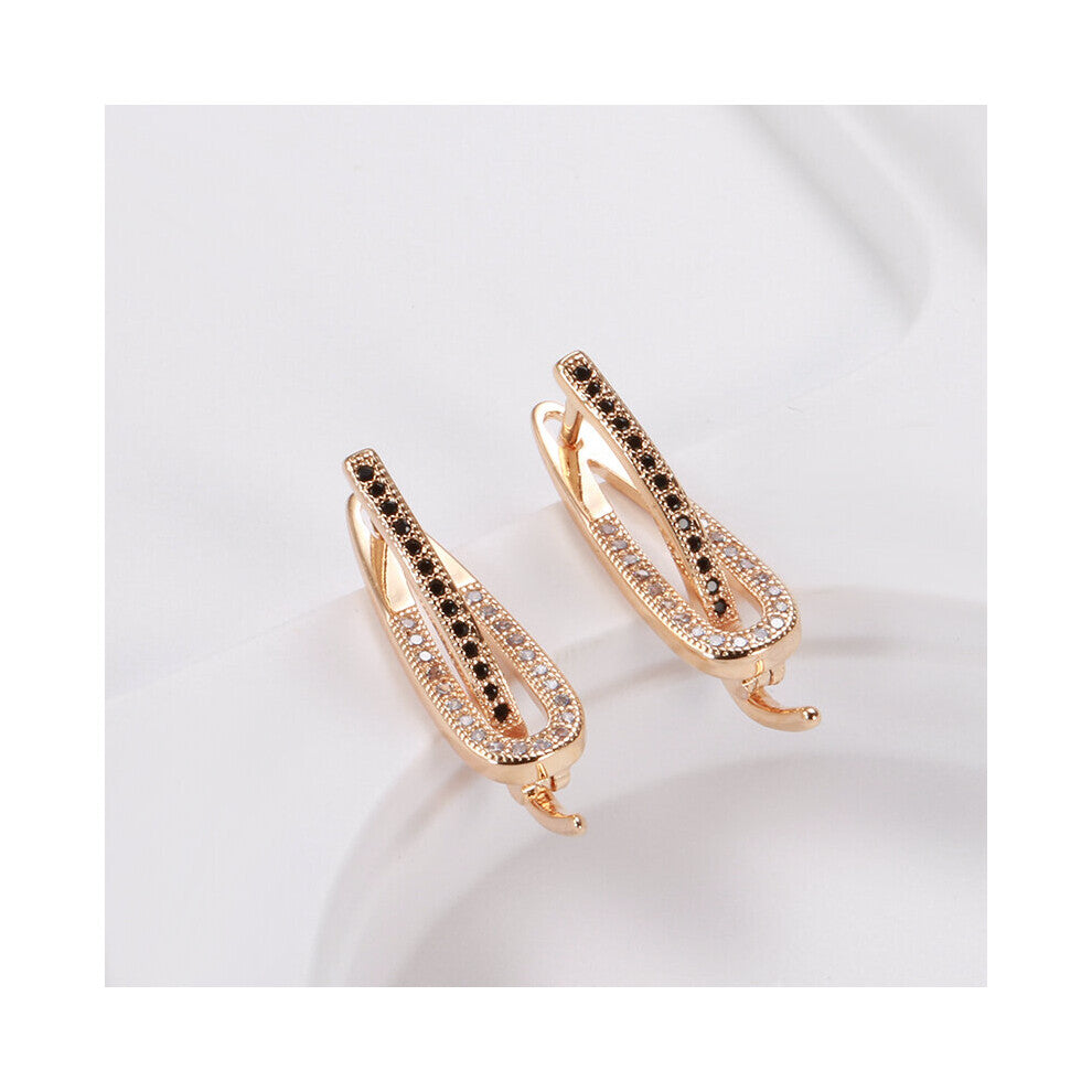 Zircon English Lock Earrings for Women 585 Geometric Glossy Earrings Party Personality Jewelry Gift