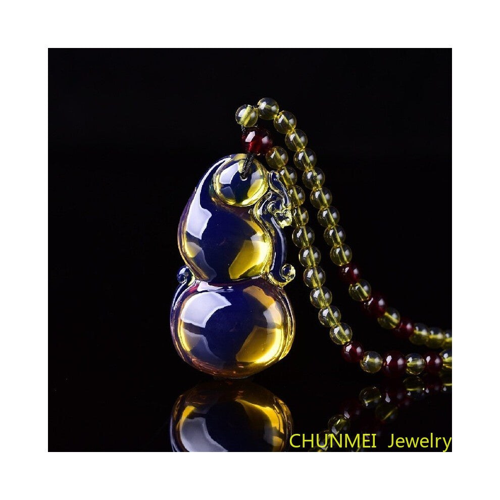 Honey Wax Amber Myanmar Golden Amber Gourd Men's and Women's Pendant Necklace Vase Sweater Chain Pendant Gift